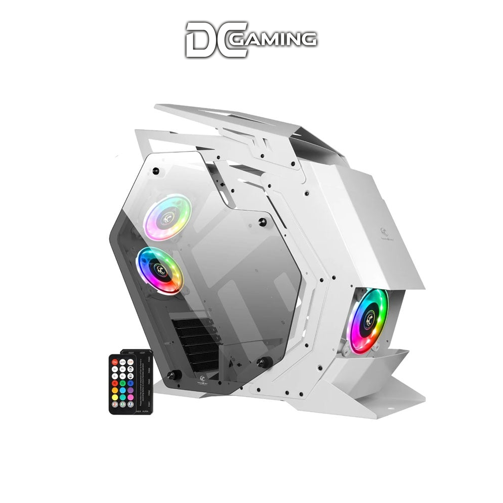 Keytech War Machine WHITE  Tempered Side Open-Air ATX Casing